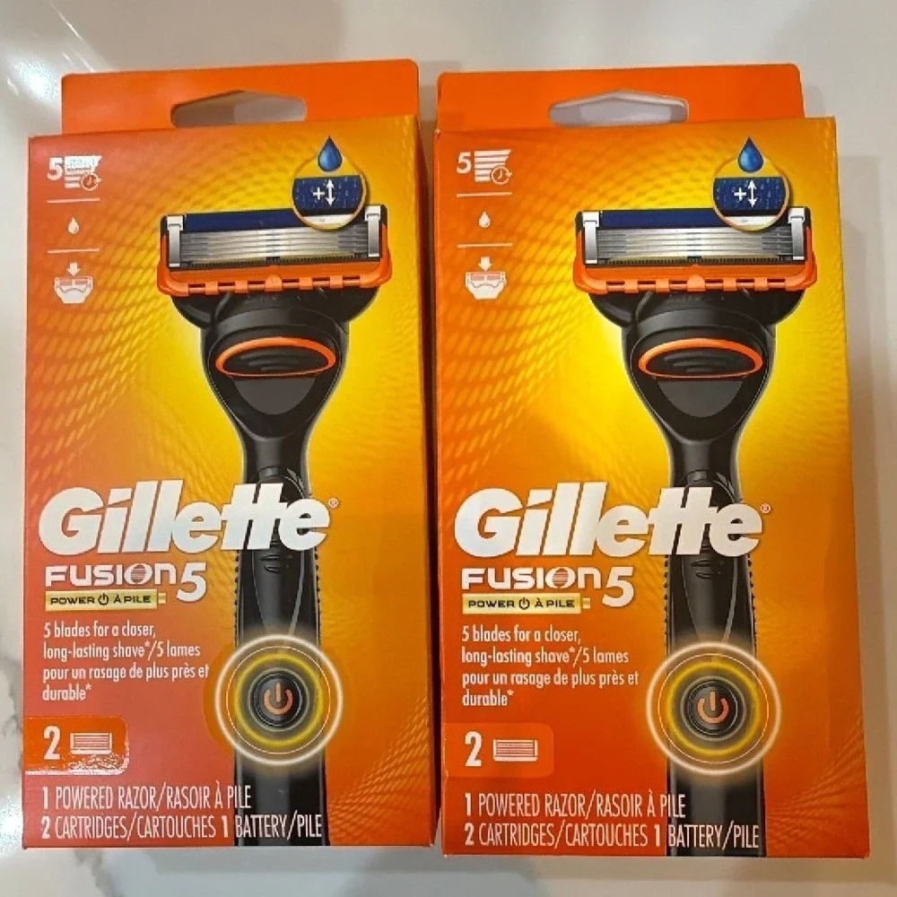 Lot of 2 Gillette Fusion5 Power Mens Razors 2 Refills Each Battery Powered New